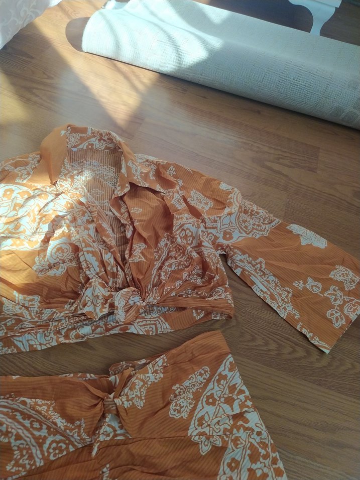 Bohem Uzun Kollu V Yaka Mini Elbise - Görsel 2