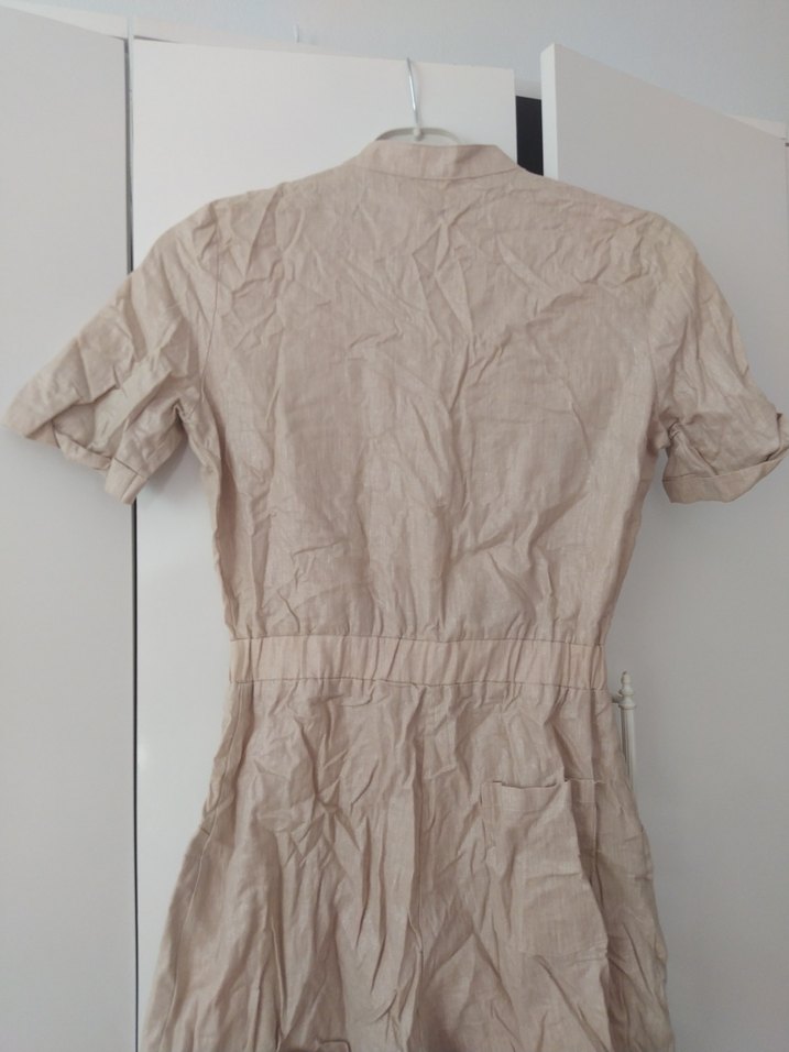 Kemerli Kısa Keten Tulum - Görsel 4