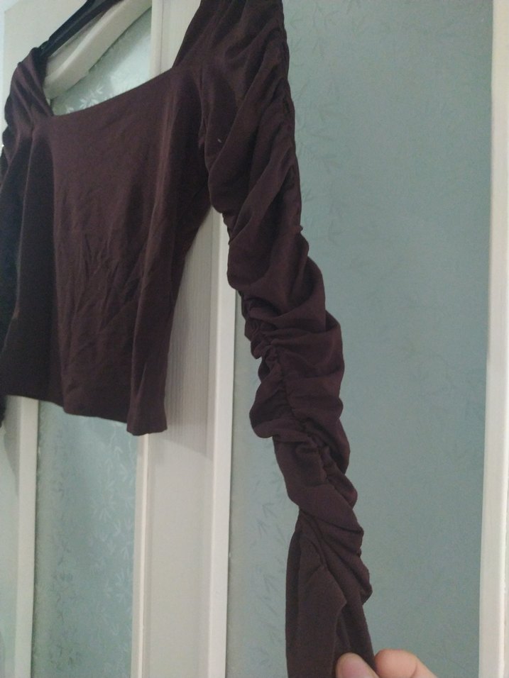 Bordo Uzun Kollu Triko Kadın Bluz - Görsel 3