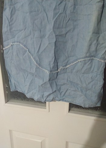 Mavi Askılı Midi Denim Elbise - Görsel 3