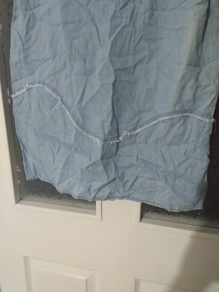 Mavi Askılı Midi Denim Elbise - Görsel 3