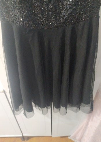 Siyah pul payetli Midi Abiye Elbise - Görsel 4