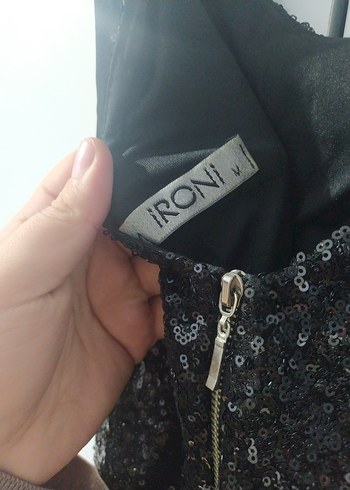 Siyah pul payetli Midi Abiye Elbise - Görsel 6