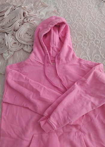 Pembe Kapüşonlu Kadın Sweatshirt - Görsel 2