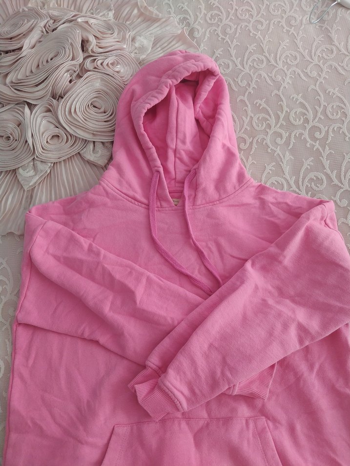 Pembe Kapüşonlu Kadın Sweatshirt - Görsel 2