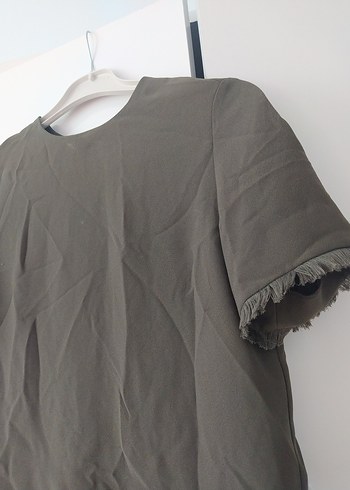 Düğmeli Kısa Kollu Salaş Keten Bluz - Görsel 5