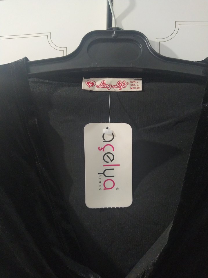 Siyah V Yaka Uzun Kollu Midi Elbise - Görsel 4