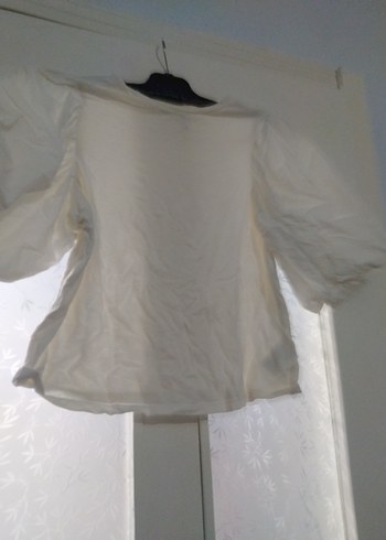 Beyaz Keten Drapeli Straplez Bluz - Görsel 2