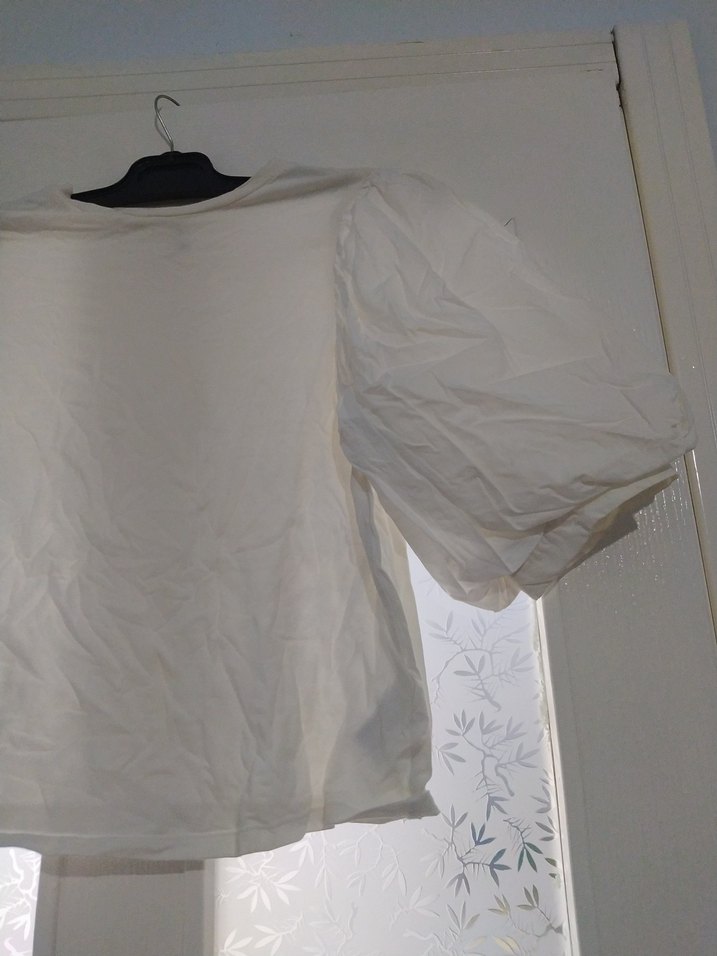 Beyaz Keten Drapeli Straplez Bluz - Görsel 4