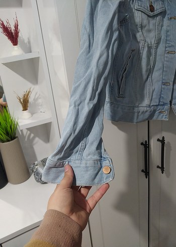 Düğmeli Kadın Mavi Denim Ceket - Görsel 7