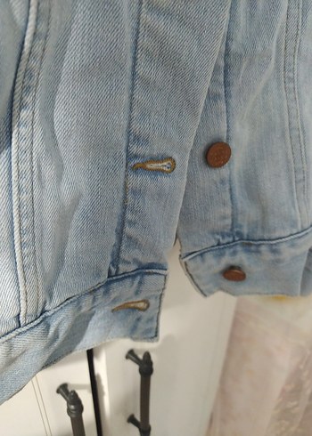 Düğmeli Kadın Mavi Denim Ceket - Görsel 5