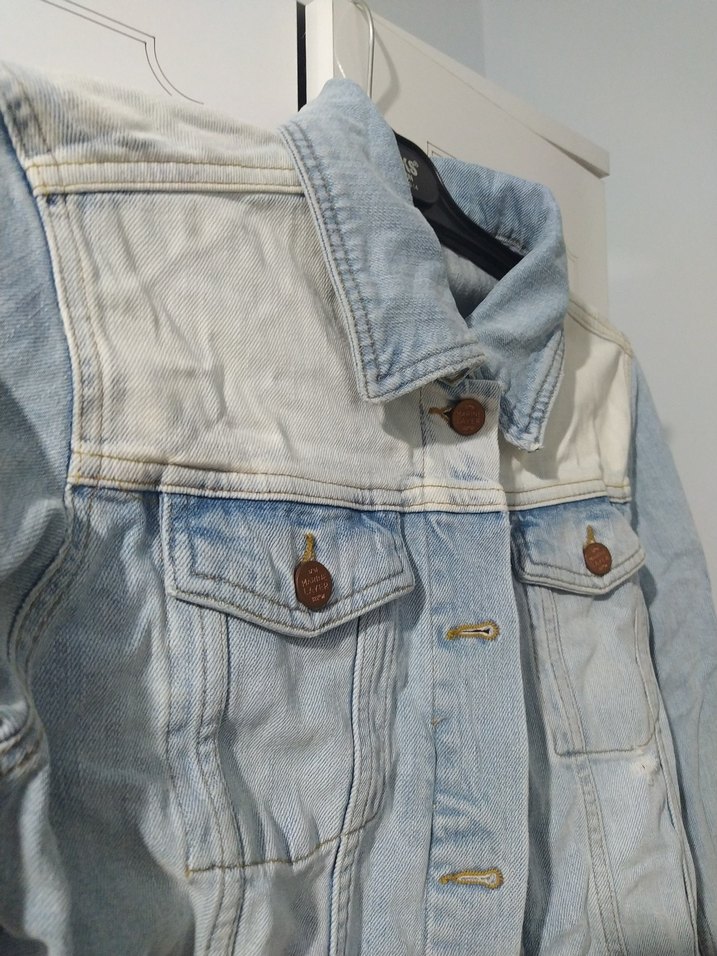 Düğmeli Kadın Mavi Denim Ceket - Görsel 3