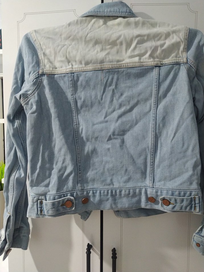 Düğmeli Kadın Mavi Denim Ceket - Görsel 4