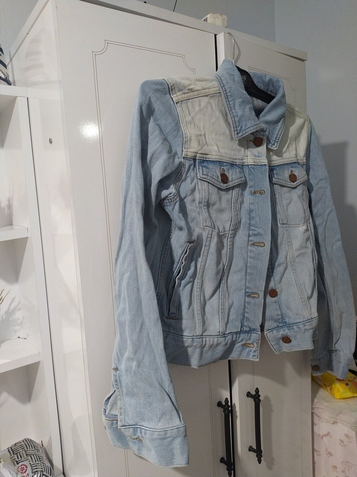 Düğmeli Kadın Mavi Denim Ceket - Görsel 2