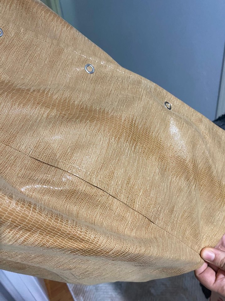 Kürk Detaylı Bej deri Kadın Ceket - Görsel 4