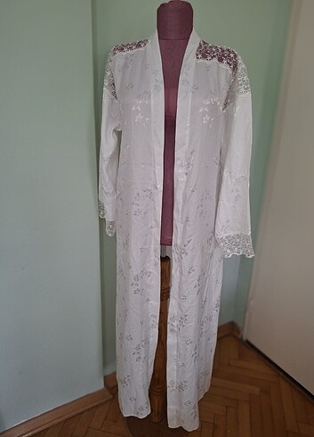 Petit Bateau Beyaz Saten Sabahlık 38 Beden