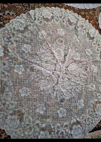 İşlemeli Bohem Beyaz Yuvarlak Örtüler - Görsel 5