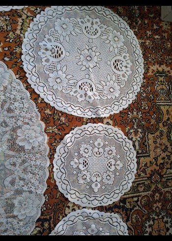 İşlemeli Bohem Beyaz Yuvarlak Örtüler - Görsel 7