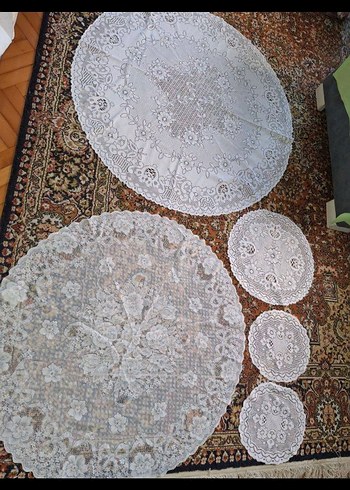 İşlemeli Bohem Beyaz Yuvarlak Örtüler - Görsel 6