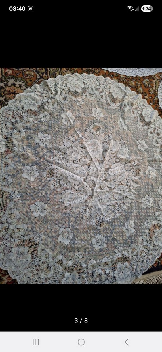 İşlemeli Bohem Beyaz Yuvarlak Örtüler - Görsel 5