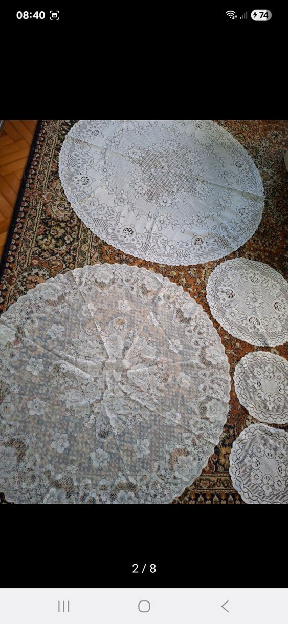 İşlemeli Bohem Beyaz Yuvarlak Örtüler - Görsel 2