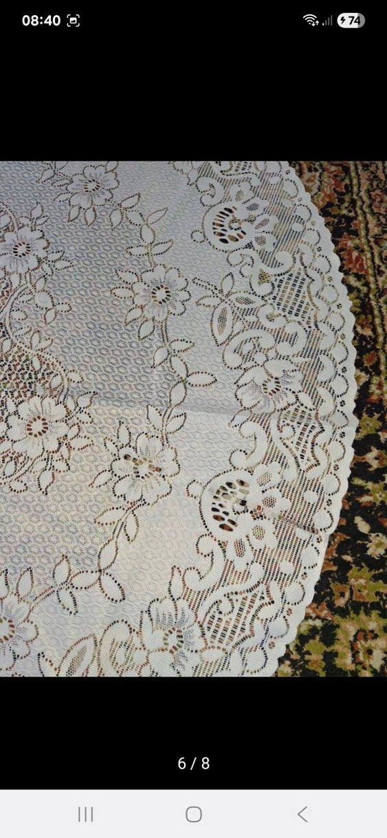 İşlemeli Bohem Beyaz Yuvarlak Örtüler - Görsel 4