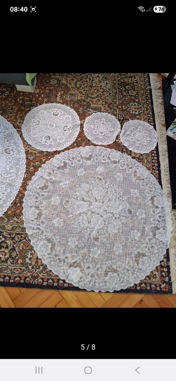 İşlemeli Bohem Beyaz Yuvarlak Örtüler - Görsel 3