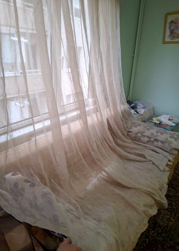 Bej Bohem Tarzı Şeffaf Perde - Görsel 2