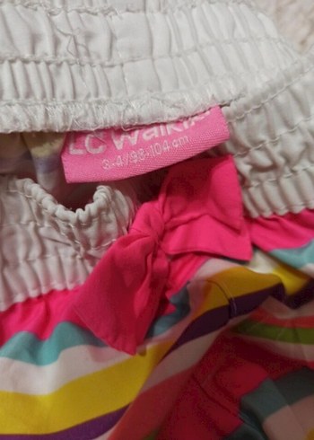 Kızlar için Renkli Çizgili Şort Fiyonk Detaylı - Görsel 3