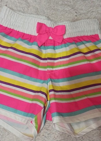 Kızlar için Renkli Çizgili Şort Fiyonk Detaylı - Görsel 4