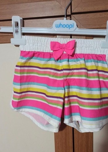 Kızlar için Renkli Çizgili Şort Fiyonk Detaylı - Görsel 2