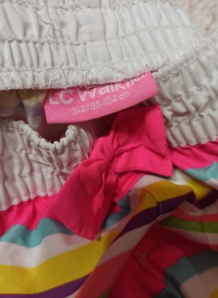 Kızlar için Renkli Çizgili Şort Fiyonk Detaylı - Görsel 3