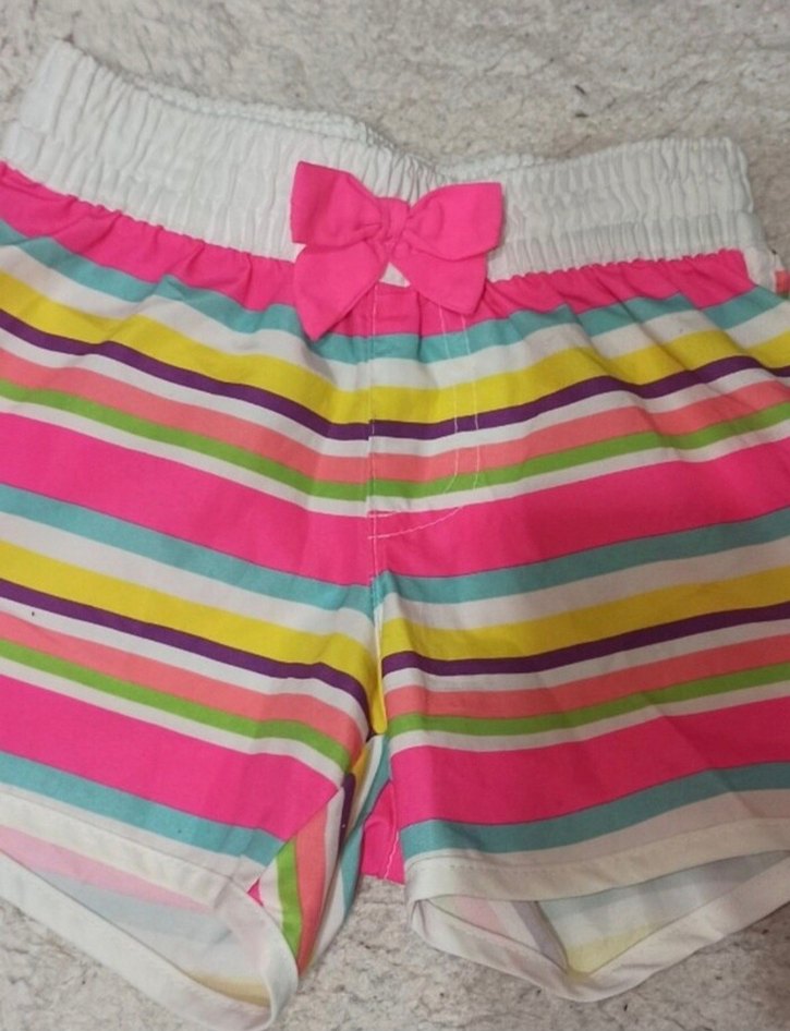 Kızlar için Renkli Çizgili Şort Fiyonk Detaylı - Görsel 4