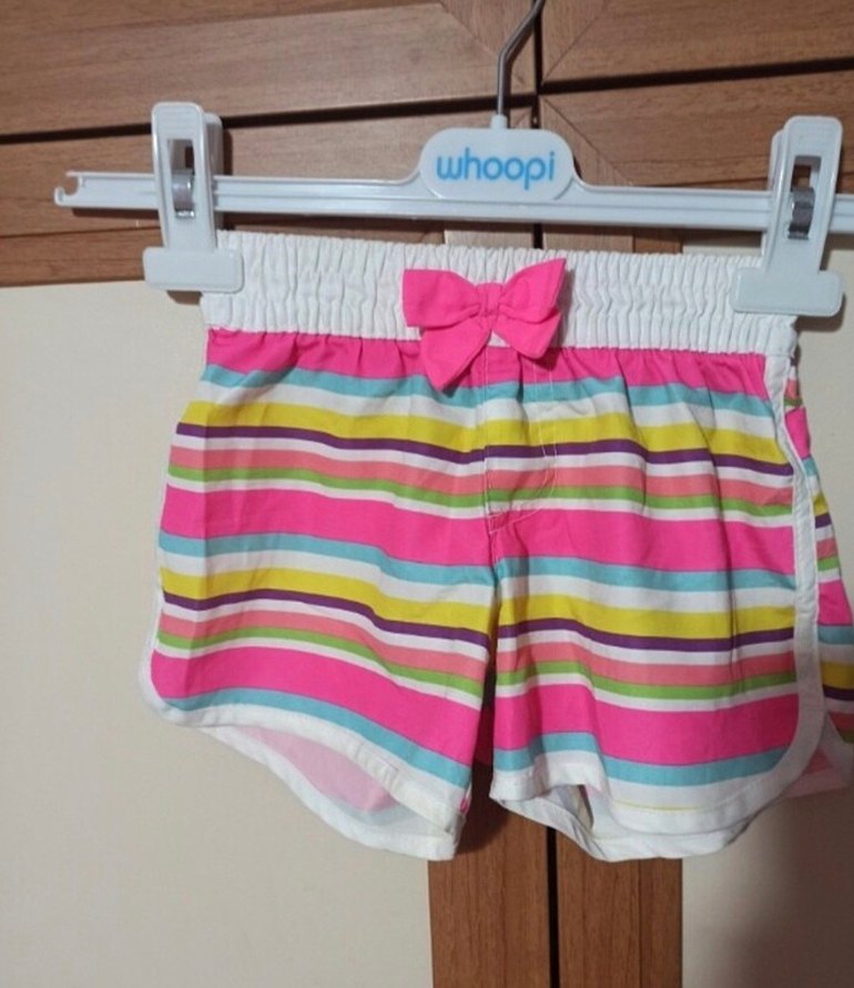 Kızlar için Renkli Çizgili Şort Fiyonk Detaylı - Görsel 2