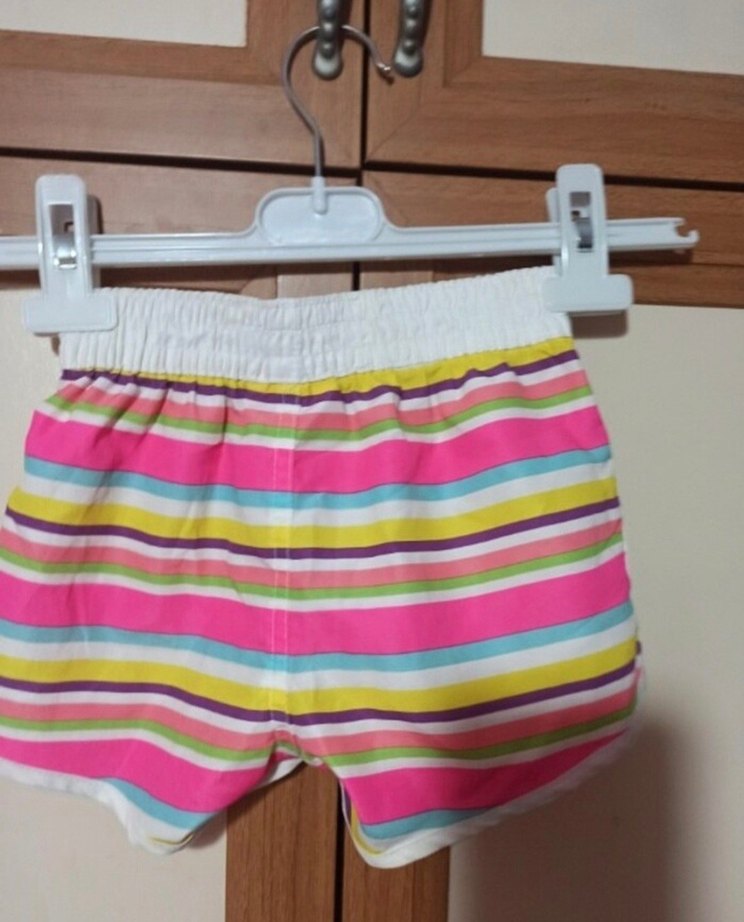 Kızlar için Renkli Çizgili Şort Fiyonk Detaylı - Görsel 5