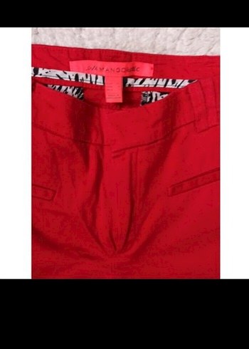 34 beden  Kırmızı Normal Paça Kumaş Pantolon - Görsel 6