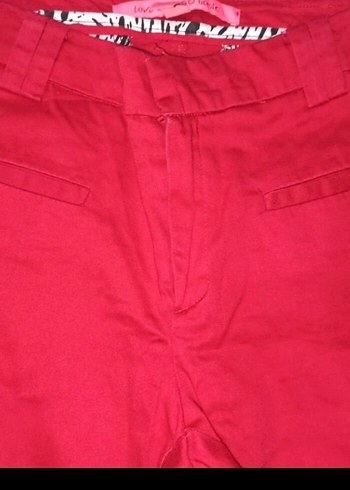 34 beden  Kırmızı Normal Paça Kumaş Pantolon - Görsel 12