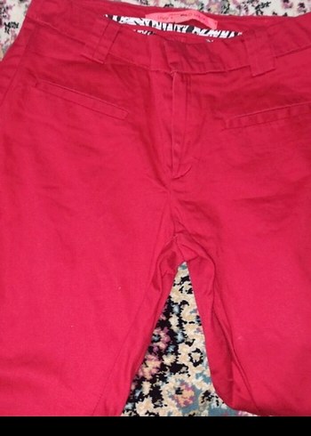 34 beden  Kırmızı Normal Paça Kumaş Pantolon - Görsel 7