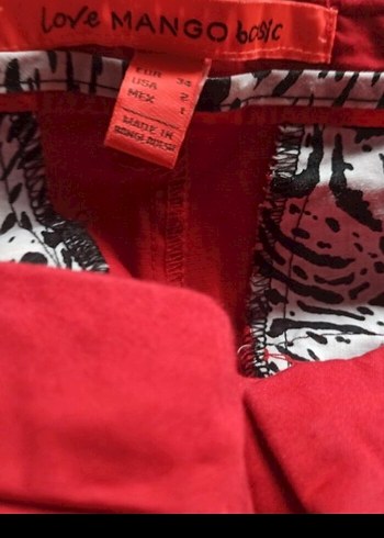 34 beden  Kırmızı Normal Paça Kumaş Pantolon - Görsel 8