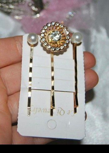 Altın Renkli Vintage Parlak Saç Tokası Seti - Görsel 2