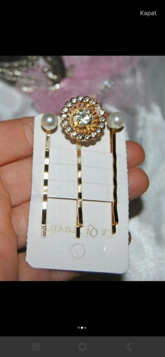 Altın Renkli Vintage Parlak Saç Tokası Seti - Görsel 2