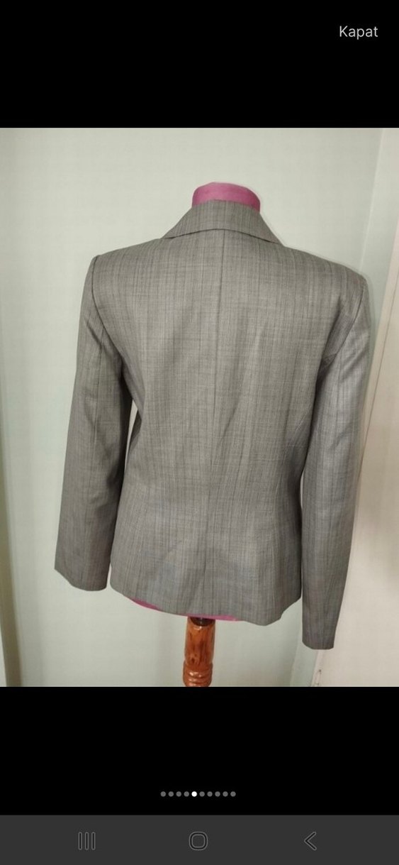 Düğmeli Gri Kadın Blazer Ceket - Görsel 5