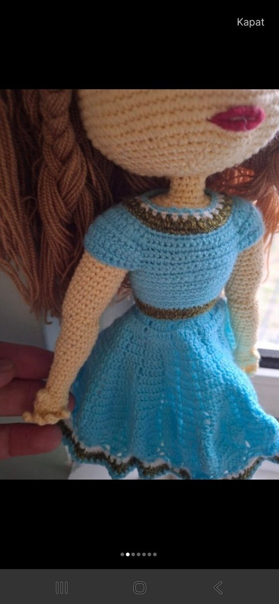 Turkuaz El Örgüsü Bebek - Görsel 2