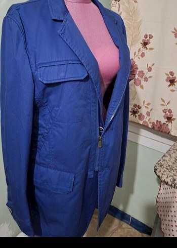 Mavi Denim Erkek Ceket, Fermuarlı, Midi Boy - Görsel 3