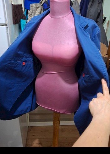 Mavi Denim Erkek Ceket, Fermuarlı, Midi Boy - Görsel 9