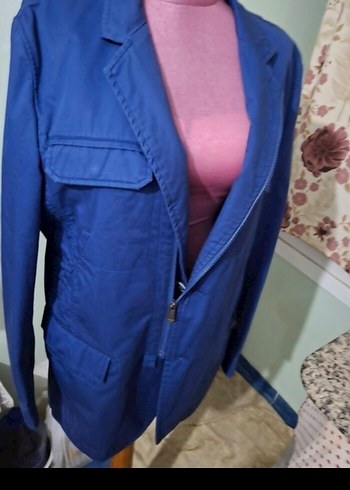 Mavi Denim Erkek Ceket, Fermuarlı, Midi Boy - Görsel 5