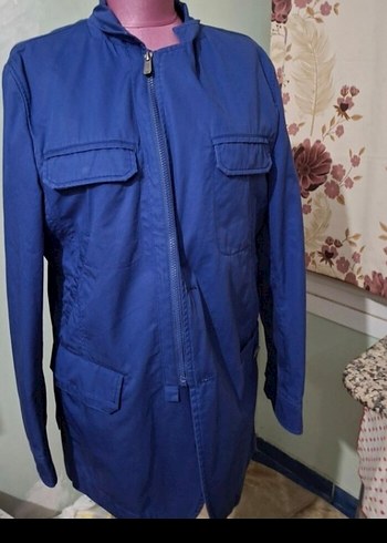 Mavi Denim Erkek Ceket, Fermuarlı, Midi Boy - Görsel 6