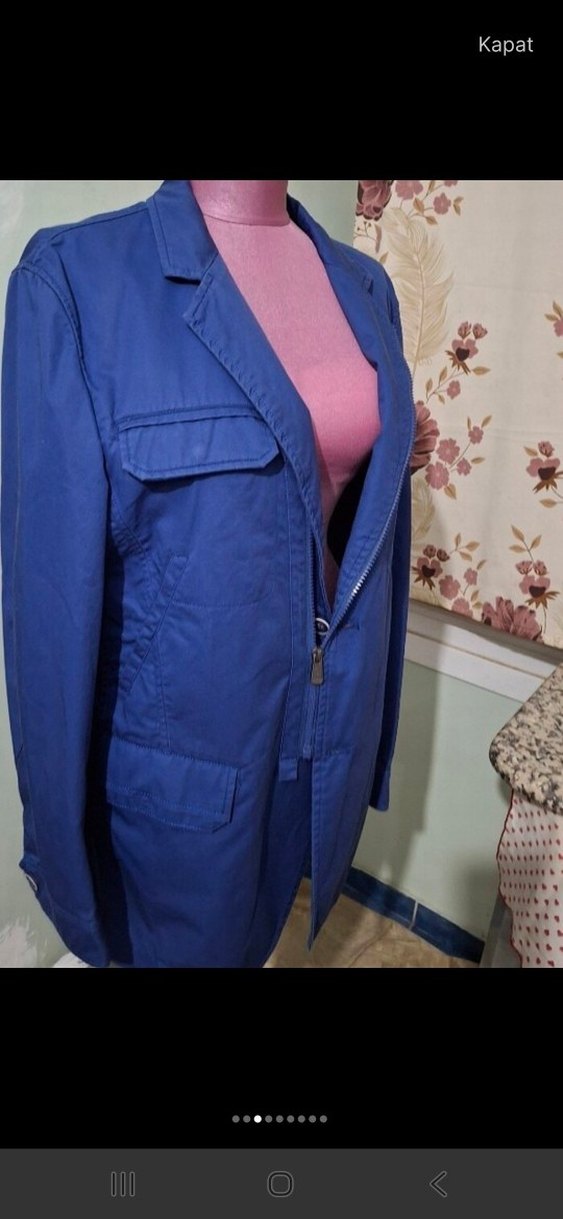 Mavi Denim Erkek Ceket, Fermuarlı, Midi Boy - Görsel 3