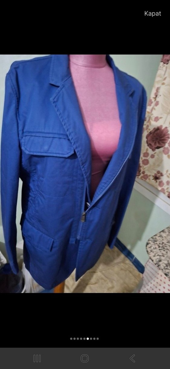 Mavi Denim Erkek Ceket, Fermuarlı, Midi Boy - Görsel 5