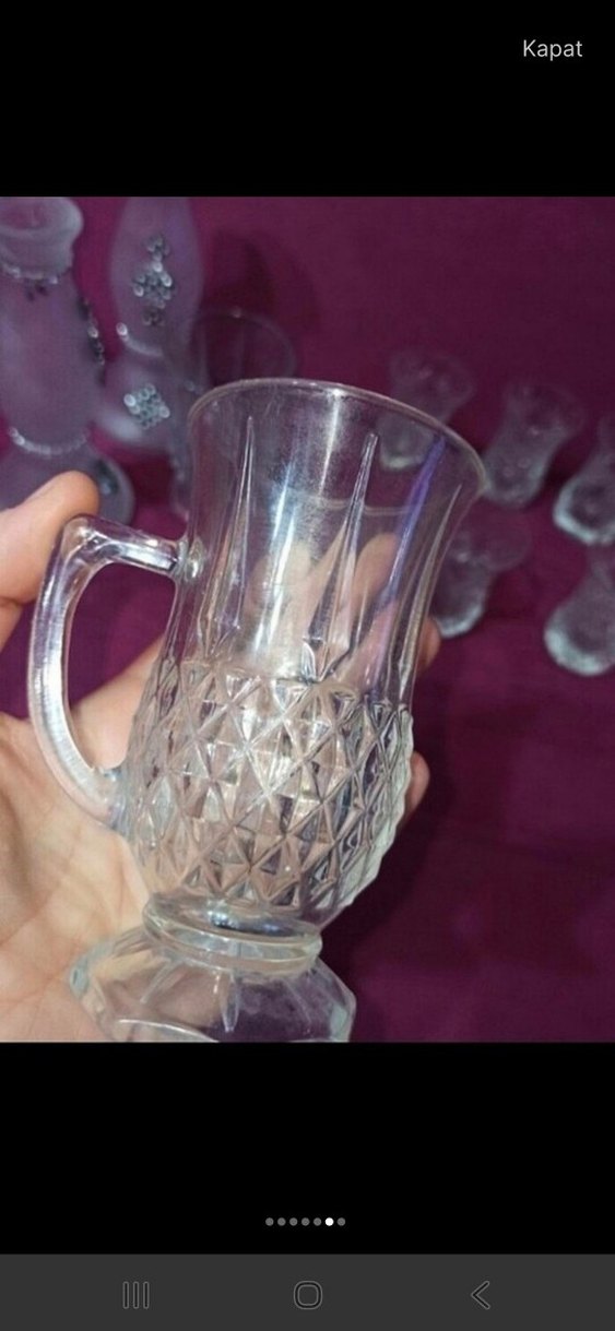 Pembe Desenli Cam MUMLUK ve Bardak Seti - Görsel 5